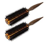 TOGEVAL Spazzola Rotonda per Chioma Corti e Barba Set da 2 Pezzi Spazzola Termica Resistente al Calore con Setole di Cinghiale e Manico in Legno Compatta per Styling e Lucentezza Naturale