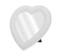 TOGEVAL Specchio a Cuore da Parete da Tavolo per Trucco Donna, Specchio Cosmetico Doppio Uso Riflesso Nitido, Design Compatto Bianco per Bagno e Camera da Letto