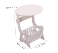 TOGEVAL Tavolino Portariviste Rotondo Mini Per Salotto Camera Da Letto Con Cestino Portaoggetti e Tasca Laterale Versione Bianco Piccolo