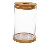 TOGEVAL Vaso in Vetro con Tappo in Sughero e Base in bambù Contenitore per Micro Paesaggi e Decorazioni da Tavolo Bottiglia Ecologica per Piante Terrario Multifunzionale