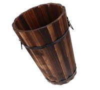 TOGEVAL Wooden Basket Wooden Trash Bin Rotondo in Legno, Cestino per la con Manico per Ufficio e Camera da Letto, Facile da Svuotare