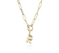 Toggle Clasp Capital A-Z Initial Necklace For Women HipHop Gold Alphabet Pendant Necklaces Thick Chain OT Buckle Necklace(R)