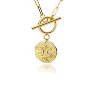Toggle Collane per Donna Elegante graffetta in Acciaio Inossidabile Catena con Catena Stelle Collana con Luna Collana Girocollo in Oro Spesso con Fibbia Fashion Processing