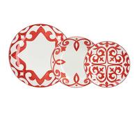 Tognana Agatha, servizio piatti 18 pezzi per 6 persone, porcellana, rosso