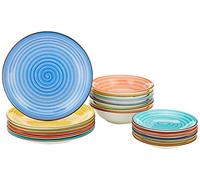 Tognana Art&Pepper, Servizio Piatti per 6 persone, 18 Pezzi, Stoneware decorato a mano, Multicolore