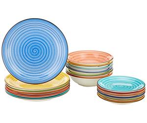 Tognana Art&Pepper, Servizio Piatti per 6 persone, 18 Pezzi, Stoneware decorato a mano, Multicolore