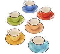 Tognana Art & Pepper, Set 6 Tazzine Caffè Con Piatto cc 90, 12 Pezzi, Stoneware, Multicolore