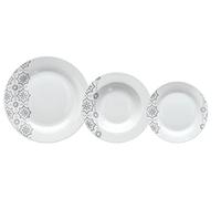 Tognana Brina, Servizio Piatti per 6 persone, 18 Pezzi, Porcellana, Bianco e Arg