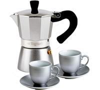 TOGNANA CAFFETTIERA 3 TZ IN ALLUMINIO + 2 TAZZINE SILVER IDEA REGALO
