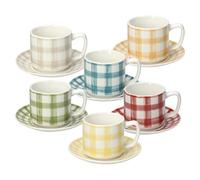 Tognana Caledonia, confezione 6 tazze caffè con piattino, new bone china, multicolor