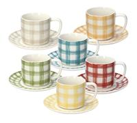 Tognana Caledonia, confezione 6 tazze thè con piattino, new bone china, multicolor