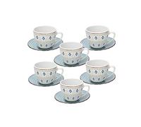 Tognana Casablanca, Set 6 Tazzine Caffè con Piatto, Porcellana, Multicolore
