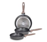 Tognana Class Stone, Set 3 padelle 20/24/28 cm, alluminio, nero