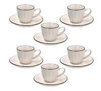 Tognana, Confezione 6 Tazze Caffè Con piatto Cc 70, New Bone China, Beige