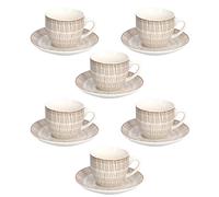 Tognana, Confezione 6 tazze the con piatto Cc 200 Virtuo Beige, New Bone China, Beige