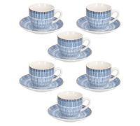 Tognana, Confezione 6 tazze the con piatto Cc 200 Virtuo Blue, New Bone China, Blu