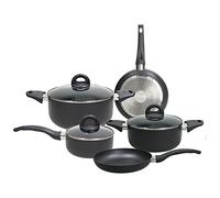 Tognana Copper & Charcoal, Batteria di pentole e padelle, Set con 2 padelle, 3 casseruole, 3 coperchi, 8 Pezzi, Alluminio, Nero