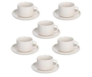 Tognana Edge, Confezione 6 Tazze caffè con piatto 90 cc, New Bone China, Bianco