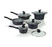 Tognana Evoluta, Batteria di pentole e padelle, Set con 3 casseruole, 2 padelle, 4 coperchi, 10 Pezzi, Alluminio, Grigio