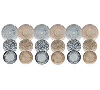 Servizio di Piatti da Tavola in Porcellana Goblin Grigio e Beige 18 Pezzi