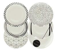 Tognana Graphic, Servizio Piatti per 6 persone, 18 Pezzi, Porcellana, Bianco e Nero