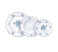 Tognana Heritage Florals, Servizio piatti per 6 persone 18 pezzi, Porcellana, Blu