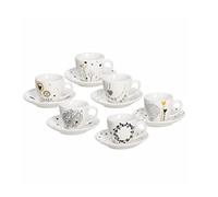 Tognana Iris, Set 6 Tazzine Caffè con Piatto, New Bone China, Multicolore
