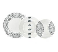 Tognana Madison Solstice Grey Servizio Piatti 18 Pezzi per 6 Persone in Porcellana, 6 Piatti Piani, 6 Piatti Fondi, 6 Piatti Dessert, Adatti per Lavastoviglie e Microonde