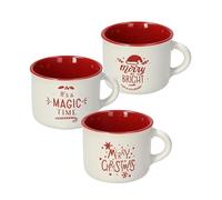 Tognana Marshmallow, set 3 tazze caffè cc 100 senza piatto, Stoneware,rosso