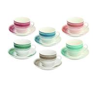 Tognana Nanami, Confezione 6 tazze the 200 cc con piattino, New Bone China, Multicolor