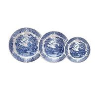 Tognana Old England, Servizio Piatti per 6 persone, 18 Pezzi, Stoneware, Bianco e Blu