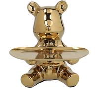 Tognana Orso con Vassoio Home Decor Bear H 19 Cm Ceramica Oro