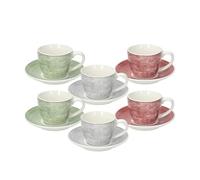 Tognana Petra, confezione 6 tazze caffè con piattino, porcellana, multicolor -