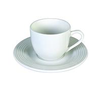 Tognana Polis Circles Confezione 6 Tazze da caffè con Piattini, Porcellana, Bianco, 6x6x4 cm