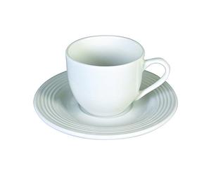 Tognana Polis Circles Confezione 6 Tazze da caffè con Piattini, Porcellana, Bianco, 6x6x4 cm