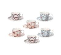 Tognana Ribeira, Confezione 6 Tazze Caffè con Piatto, Bone China, Multicolore