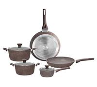 Tognana Royal Rosestone, Batteria di pentole e padelle, Set con 2 padelle, 3 casseruole, 3 coperchi, 8 Pezzi, Alluminio, Grigio