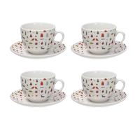 Tognana Servizio Natale 4 Tazze Cappuccino con Piattino Atollo Candy Bianco Rosso