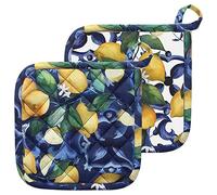 TOGNANA SET 2 PRESINE IN COTONE BLU CM 18X18 LINEA CITRUS