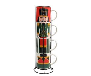 Tognana, Set 4 Mug Cc370 impilabili Con supportoToy Soldier, New Bone China, Multicolor