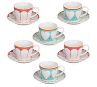 Tognana Set 6 Tazze Caffè 90 Cc con Piatto Madame New Bone China Multicolor