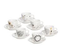 Tognana Iris, Set 6 Tazzine Caffè con Piatto, New Bone China, Multicolore