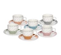 Tognana Sienna, set 6 tazze tè con piatto, new bone china, multicolor