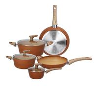Tognana Traditional Stone, batteria pentole e padelle, 8 pezzi, alluminio, giallo ocra