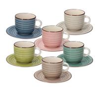 Tognana Urban Pastel, confezione 6 tazze tè con piattino, stoneware dipinto a mano, multicolor