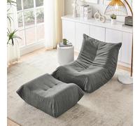 Togo, divano con funzione di sonno, poltrona relax con schienale e poggiapiedi, divano lazy, cuscino da interni, sedia da meditazione pieghevole, adatta per camera da letto, soggiorno (grigio)