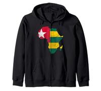Togo Flag Africa Continent Silhouette Gift Togolese People Felpa con Cappuccio