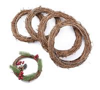 TogtherKings 4 Pezzi Ghirlanda in Rattan Naturale, Naturali Corona Decorativa in Vimini, Circolare a Forma di Vite Ghirlanda, per Cancello Corona Decorativa Casa Nozze Festa Natale (20, 25, 30,35 cm)