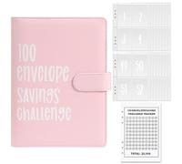 Toguma 100 buste Risparmio di denaro Libro Sfida, facile da salvare a 5,050, Libro Risparmio sfide con buste Chiaramente visibile Budget Planner Libro per il risparmio di denaro (Rosa)