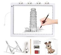 TOHETO A3 Lavagna Luminosa per Disegnare con Supporto Pieghevole, 8000 Lux Tampone Luminoso Ultra Sottile Artista LED Tracing Light Pad Board Box for Tracciamento, Disegno, Pittura Diamante - Bianco